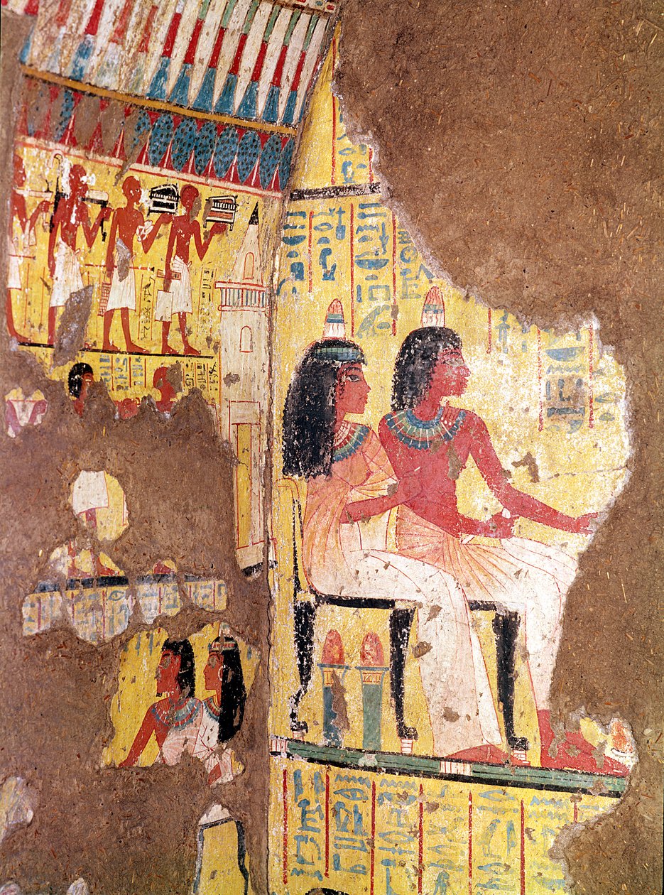 The Painter Maie and His Wife Seated, from Their Tomb by Egyptian 18th Dynasty