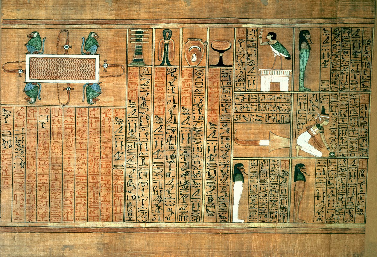 Detail depicting the deceased and his Ba, from the Book of the Dead of the Scribe Any, c.1250 by Egyptian 19th Dynasty