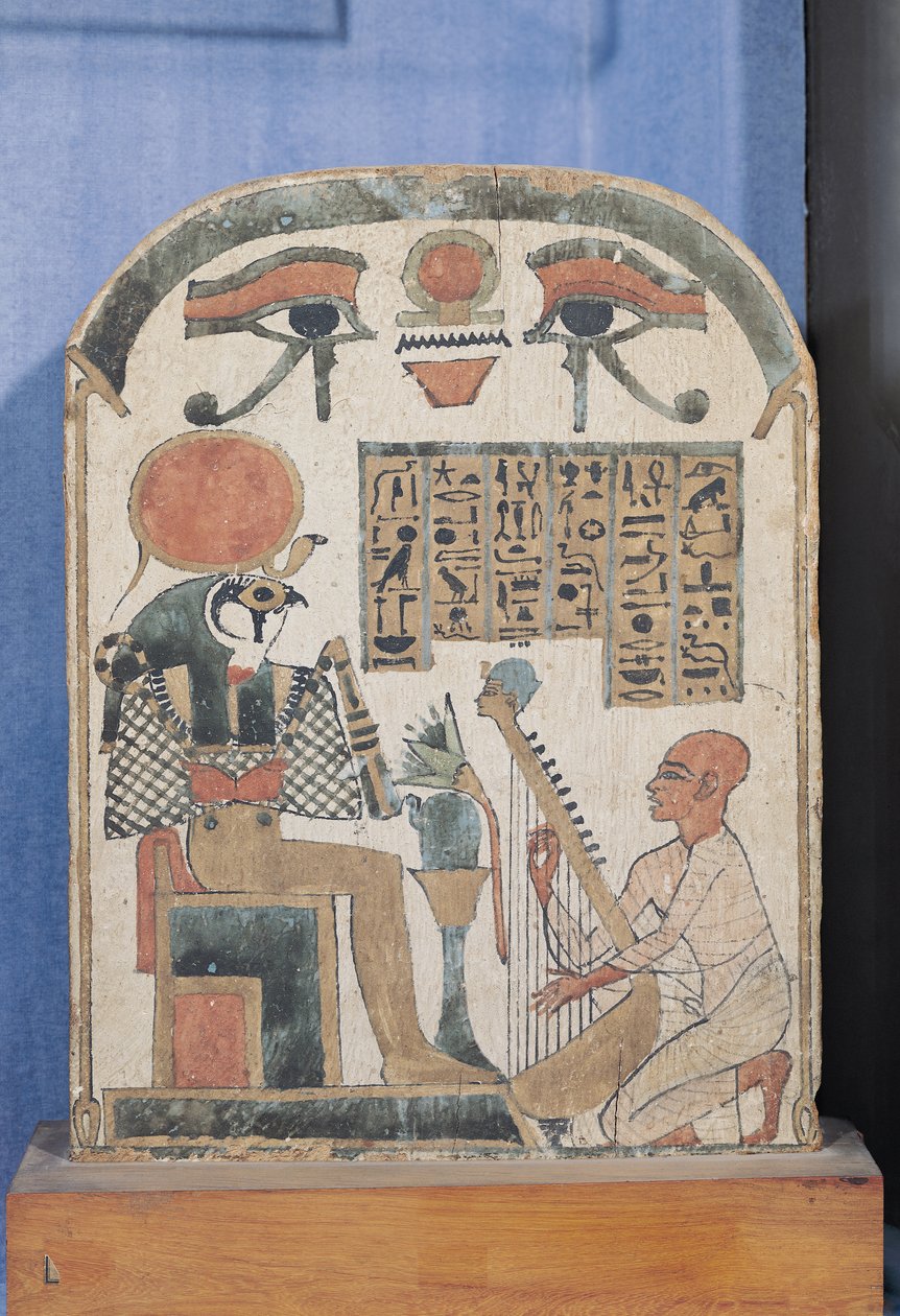 Stela of the harpist Djedkhonsuiuefankh, Egyptian, Third Intermediate Period by Egyptian 22nd Dynasty