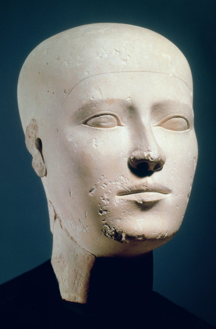 Portrait head from the graves of the Giza necropolis, c.2600 BC by Egyptian 4th Dynasty