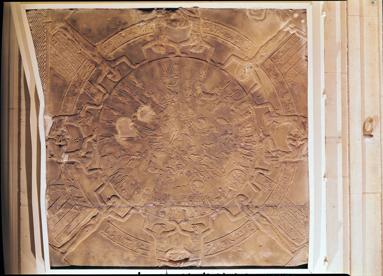 The Zodiac of Dendarah, from the ceiling of a small chapel at the Temple of Hathor at Dendarah by Egyptian Ptolemaic Period