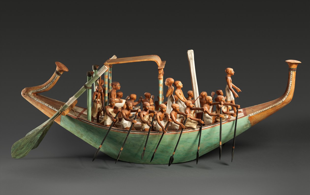 Model Paddling Boat, Middle Kingdom by Egyptian 12th Dynasty