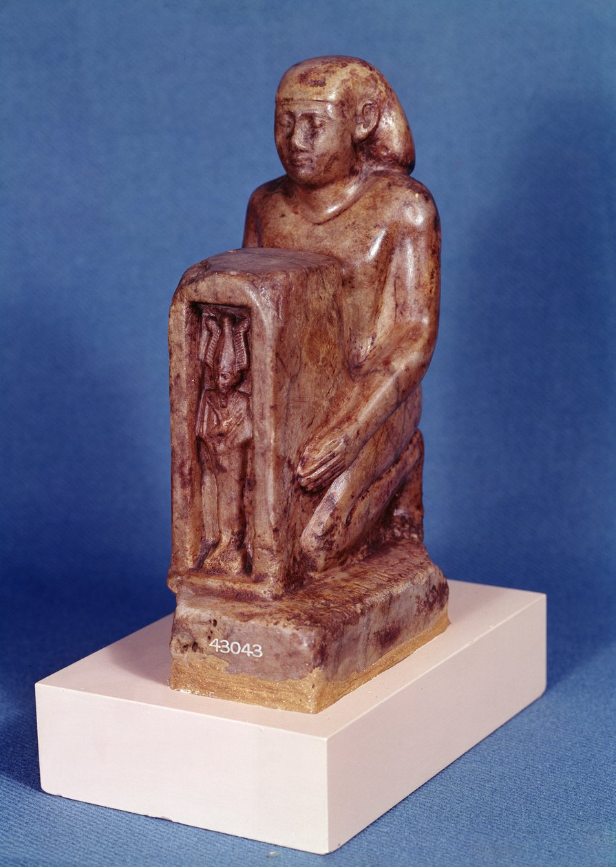 Pedesi Holding a Naos of Osiris by Egyptian 26th Dynasty