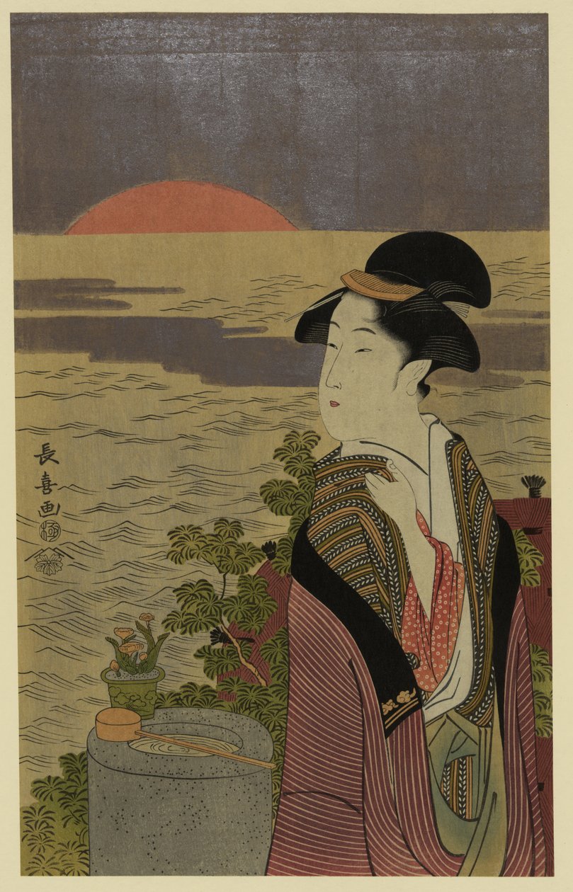 Japanese Ukiyo-e Full-Colour Woodblock Print by Eishōsai Chōki