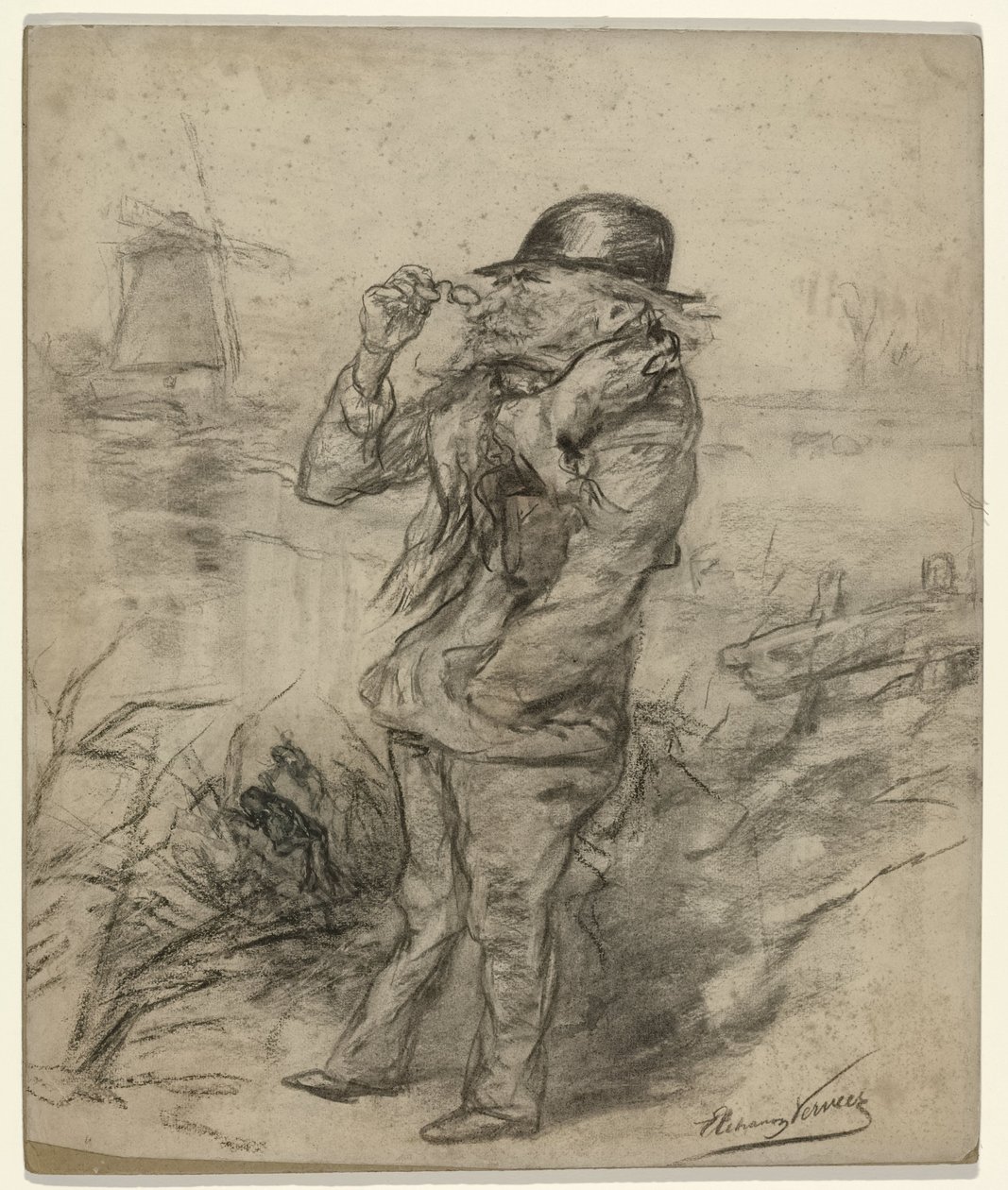 Caricature Portrait of the Painter Paul Gabriel by Elchanon Verveer