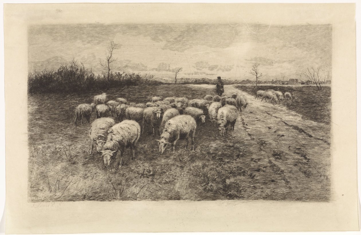 Shepherd with Flock of Sheep by Elias Stark