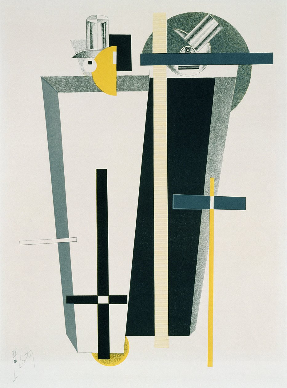 Abstract Composition in Grey, Yellow and Black by Eliezer Markowich Lissitzky