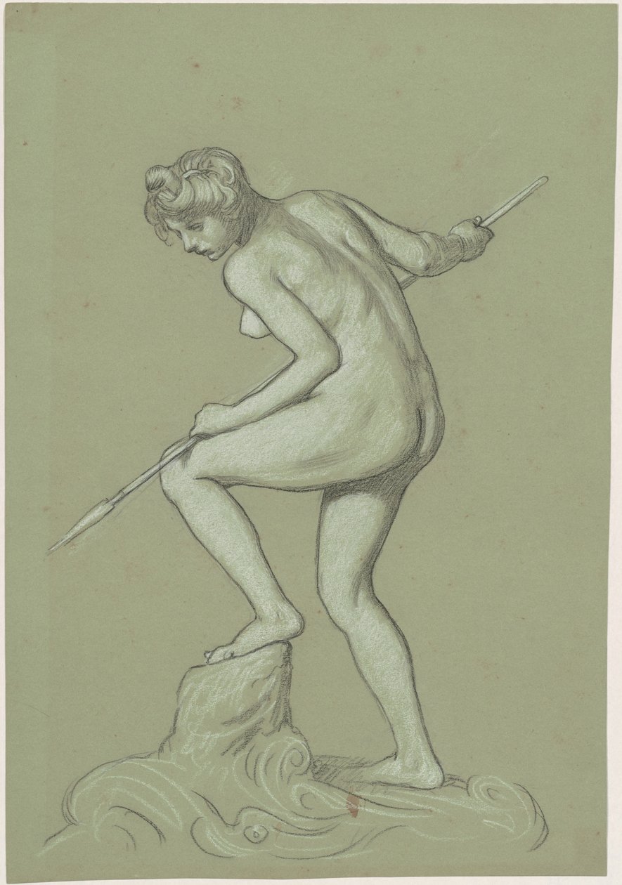 Girl Spearing Dolphin by Elihu Vedder
