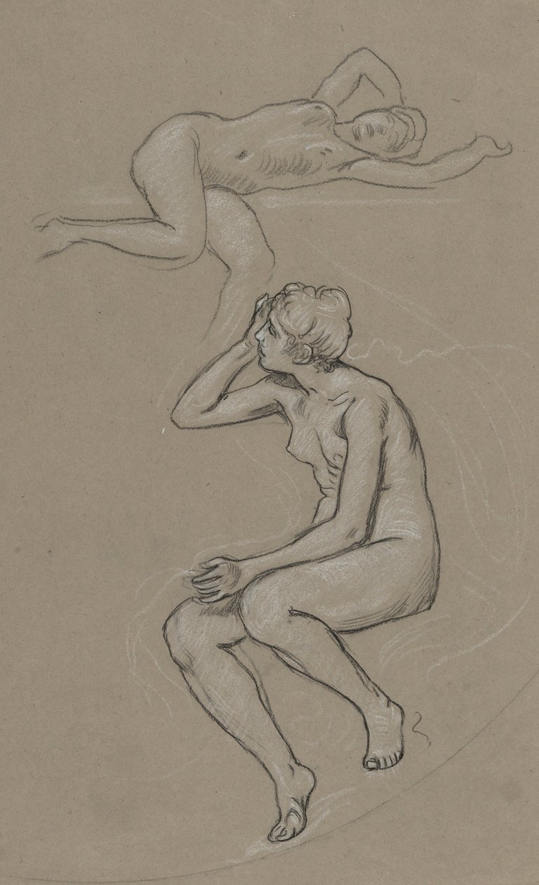 Studies for Figure of Spring by Elihu Vedder