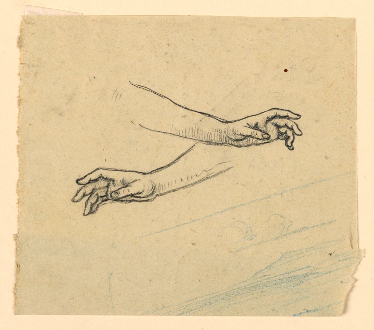 Study of Two Hands Reaching by Elihu Vedder