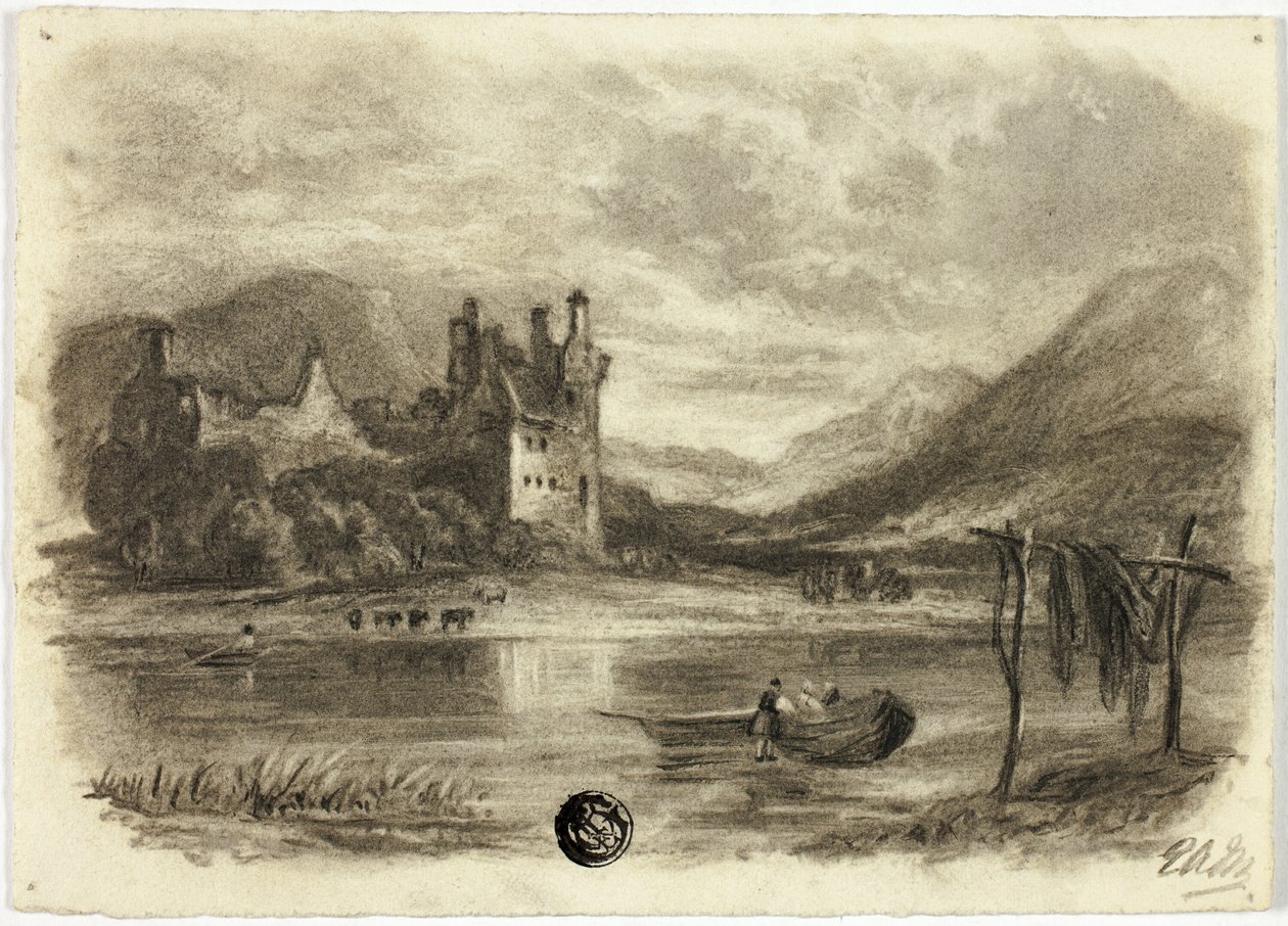 Fishermen Drying Nets Before Castle by Elizabeth Murray
