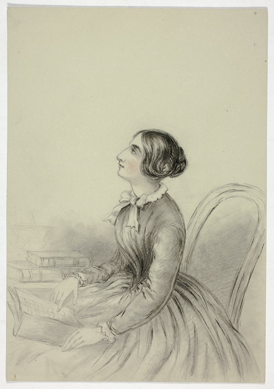 Young Woman Inspired While Reading by Elizabeth Murray