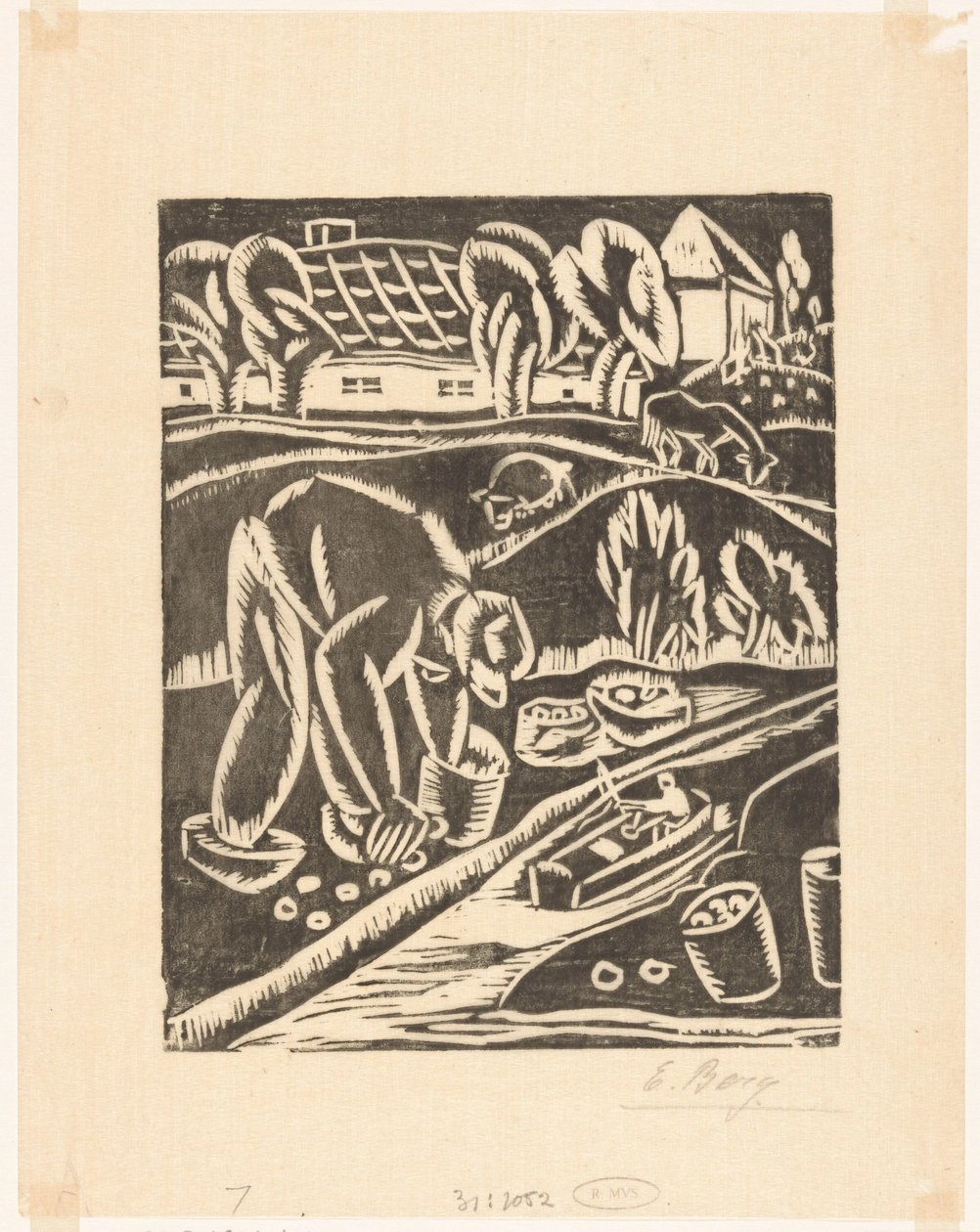 Farm by Else Berg (signed by artist)