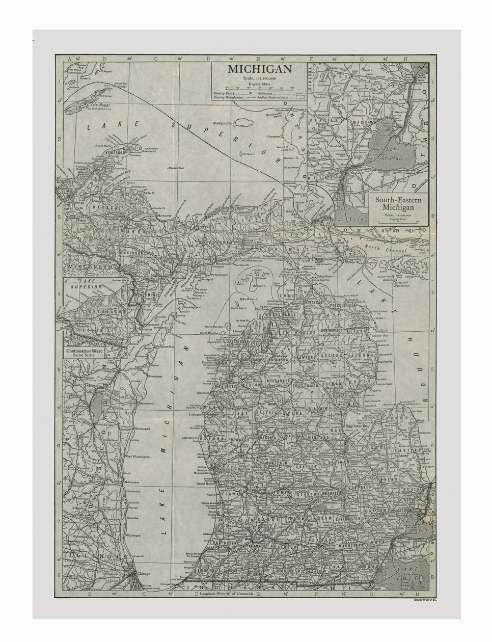 Map of Michigan, USA by Emery Walker