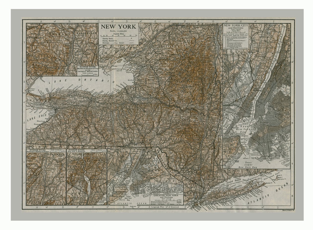Map of New York, c1900s by Emery Walker