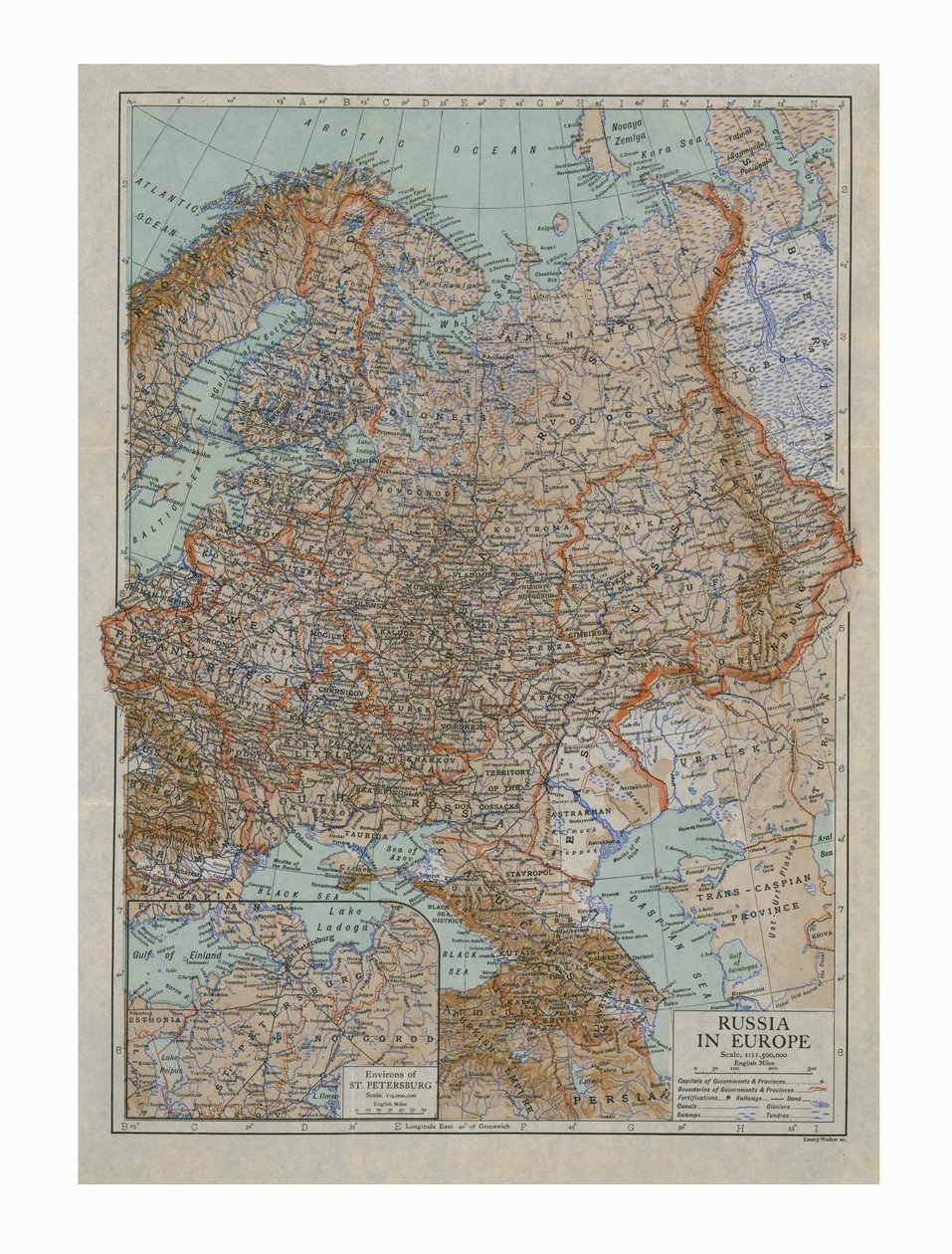 Map of Russia in Europe by Emery Walker