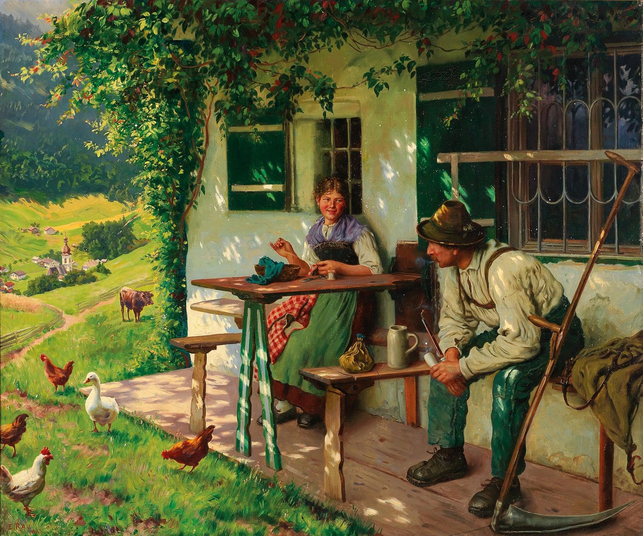 Young Farming Couple in Upper Bavaria by Emil Rau