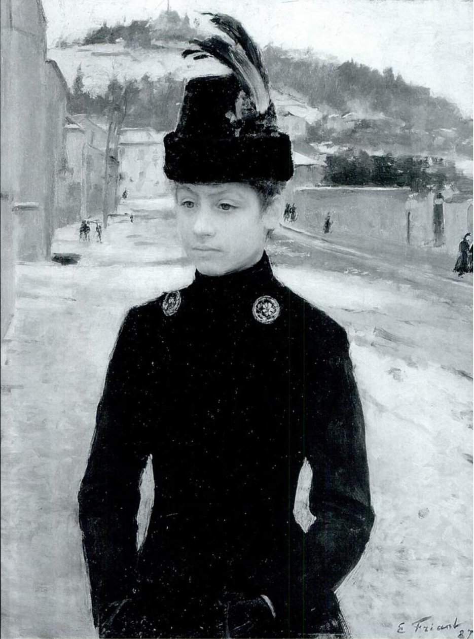 Young Girl from Nancy in a Snowy Landscape by Emile Friant