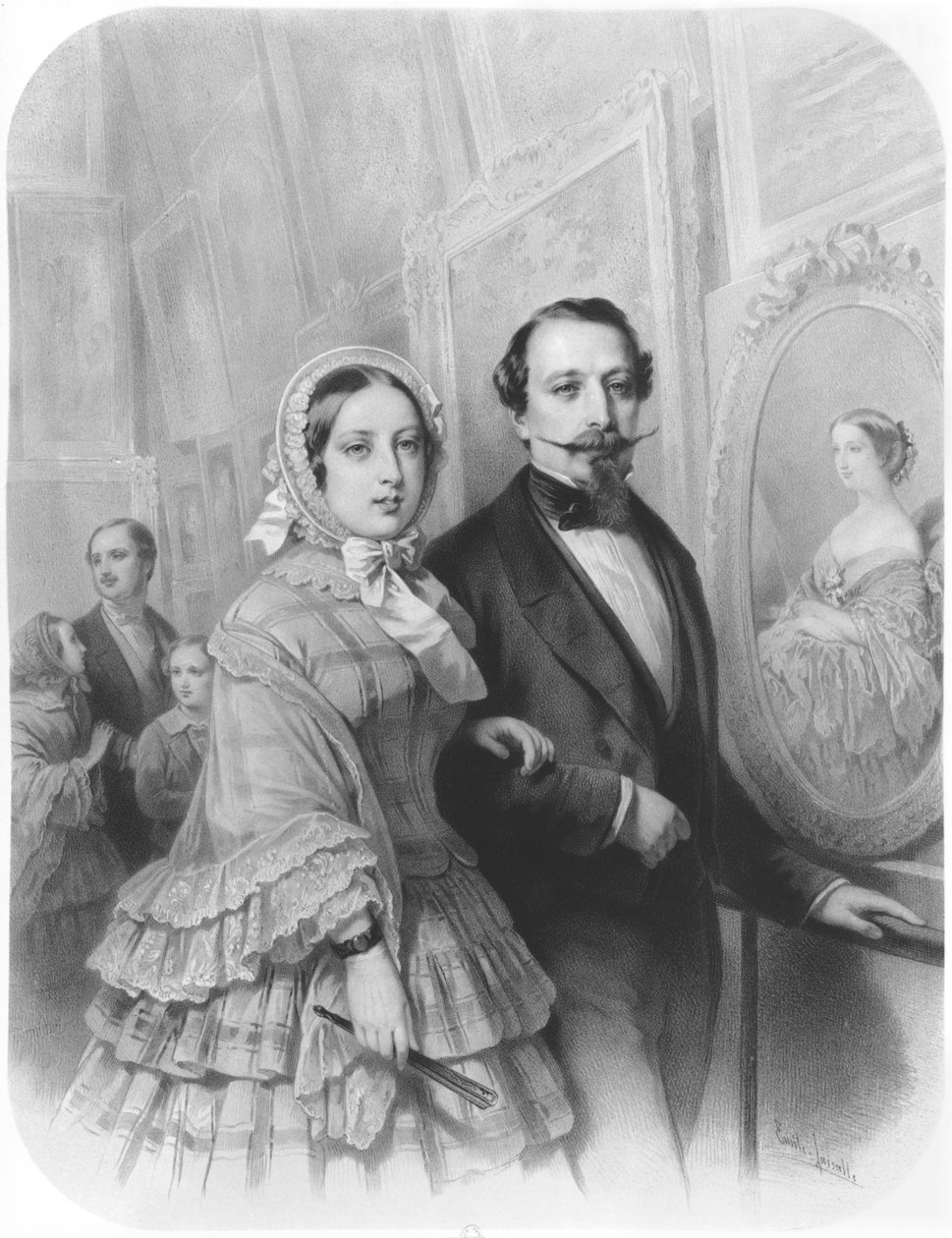 Queen Victoria and Napoleon III Visiting the Art Gallery of the Universal Exhibition in Paris, August 20, 1855 by Emile Lassalle