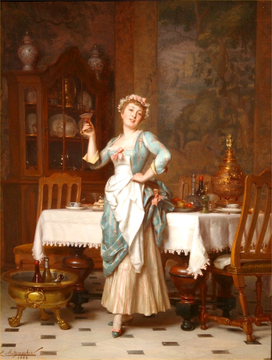 An Elegant Maid by Emile Pierre Metzmacher