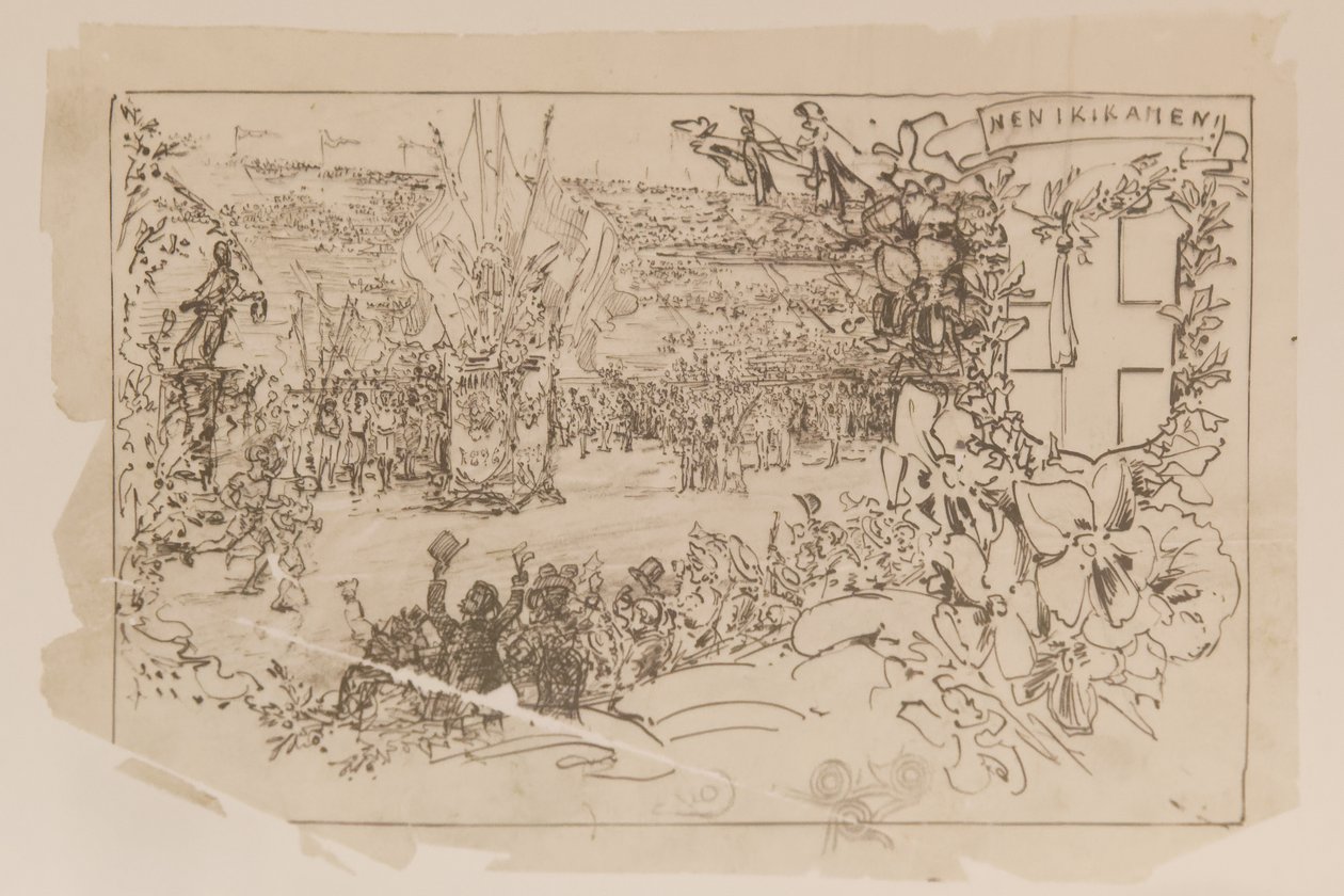 Marathon Finish Postcard by Emile Gilliéron