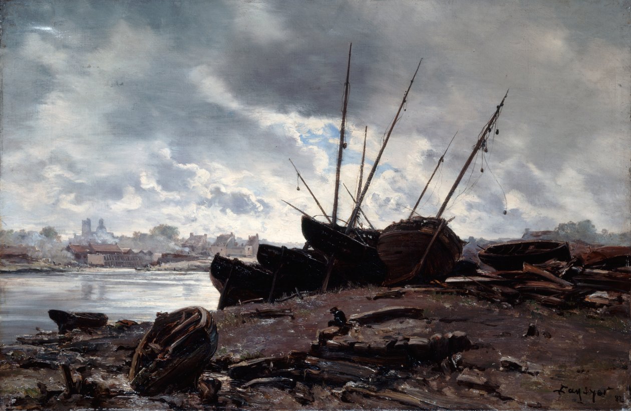 Boats Waiting for the Tide, 1882 by Emmanuel Lansyer