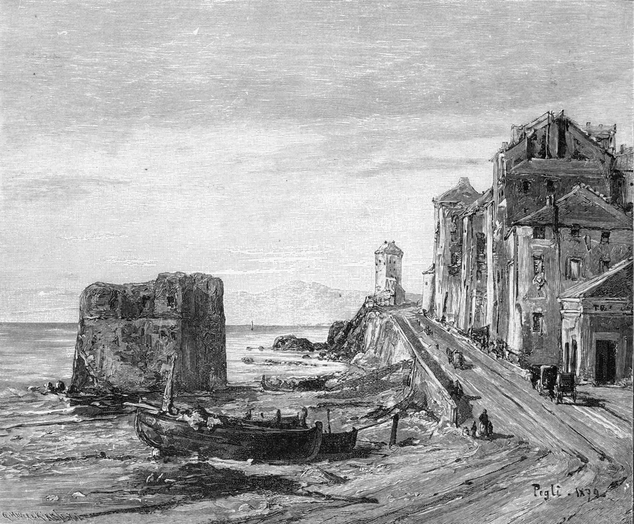 Sea and a Street at Pegli, near Genoa by Empress Frederick of Germany