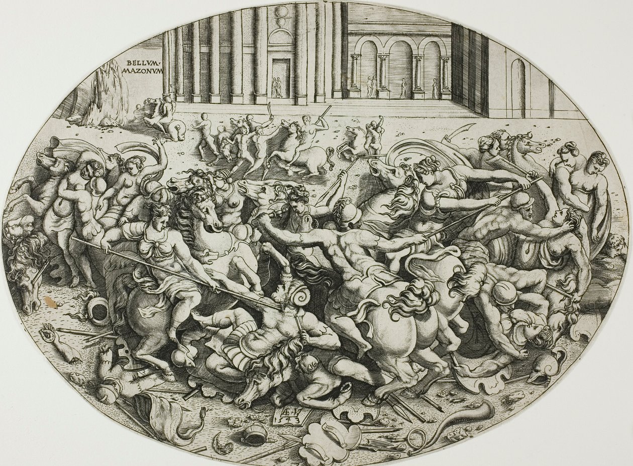 The Battle of the Amazons by Enea Vico