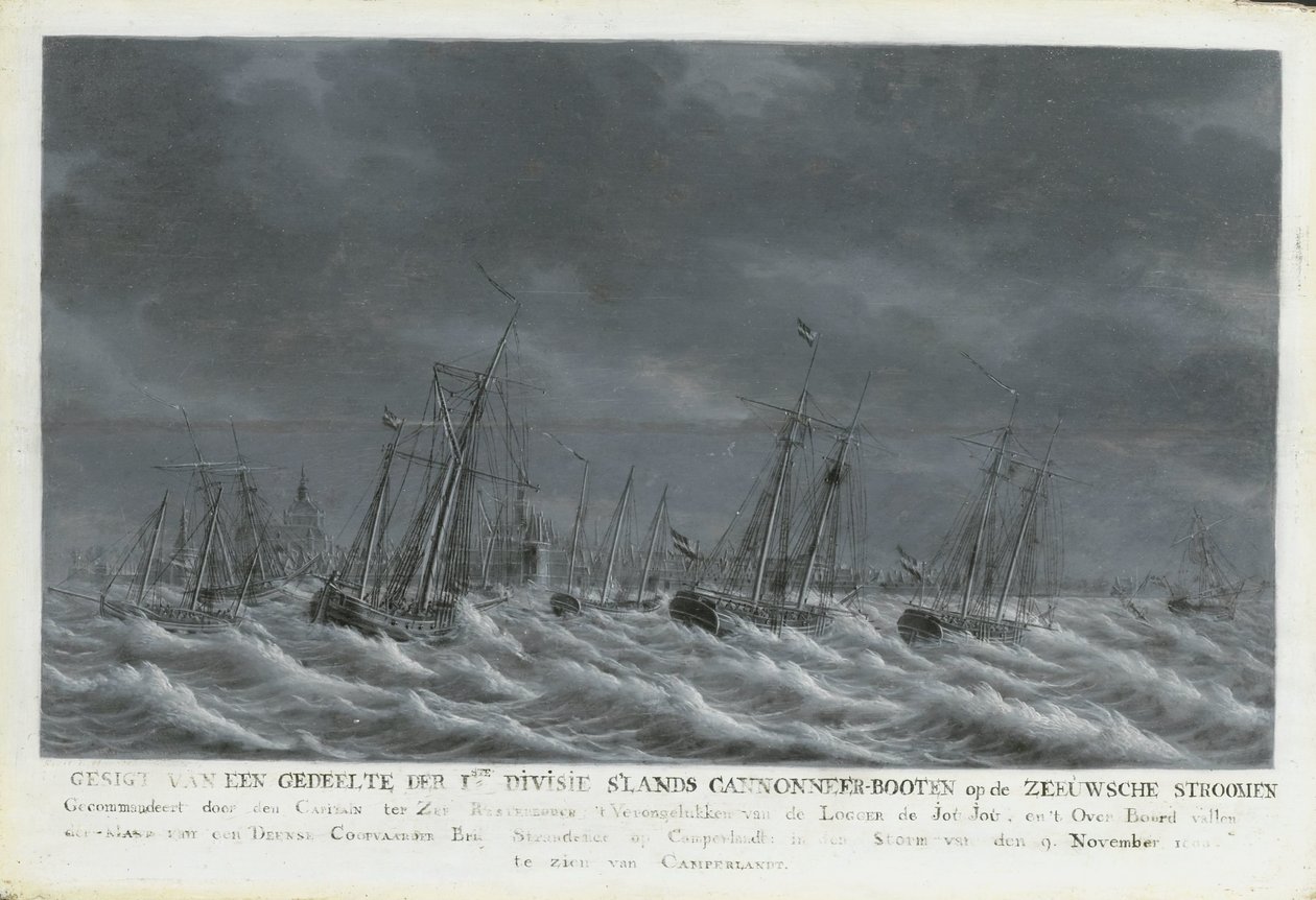 The Batavian Fleet off Veere, 1800 by Engel Hoogerheyden