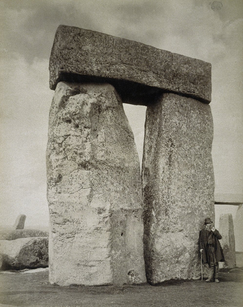 A shepherd posing at Stonehenge on Salisbury Plain by English Photographer