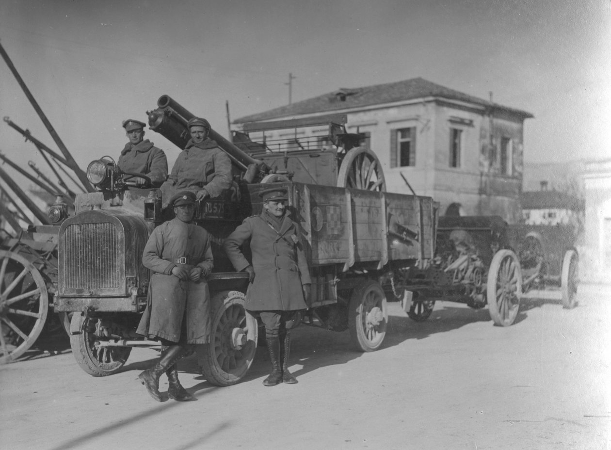 British Soldiers in Italy during WWI Transporting a Field Gun by English Photographer