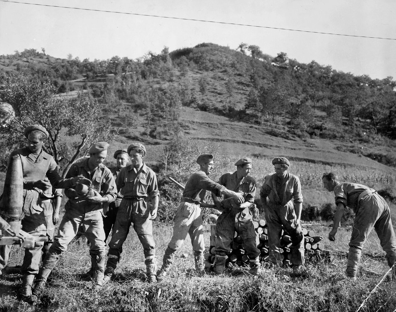 British troops stacking shells, Italy, 1944 by English Photographer
