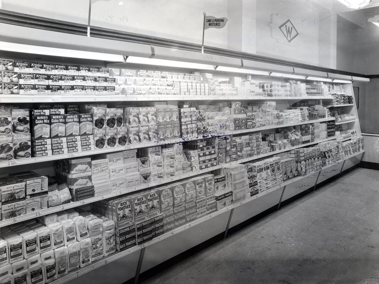 Cake and Pudding Mixture Aisle, Woolworths Store by English Photographer