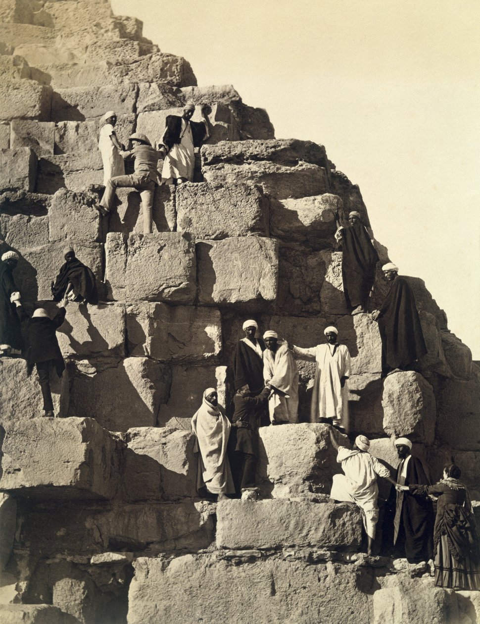 Climbing the Pyramids, 1878 by English Photographer
