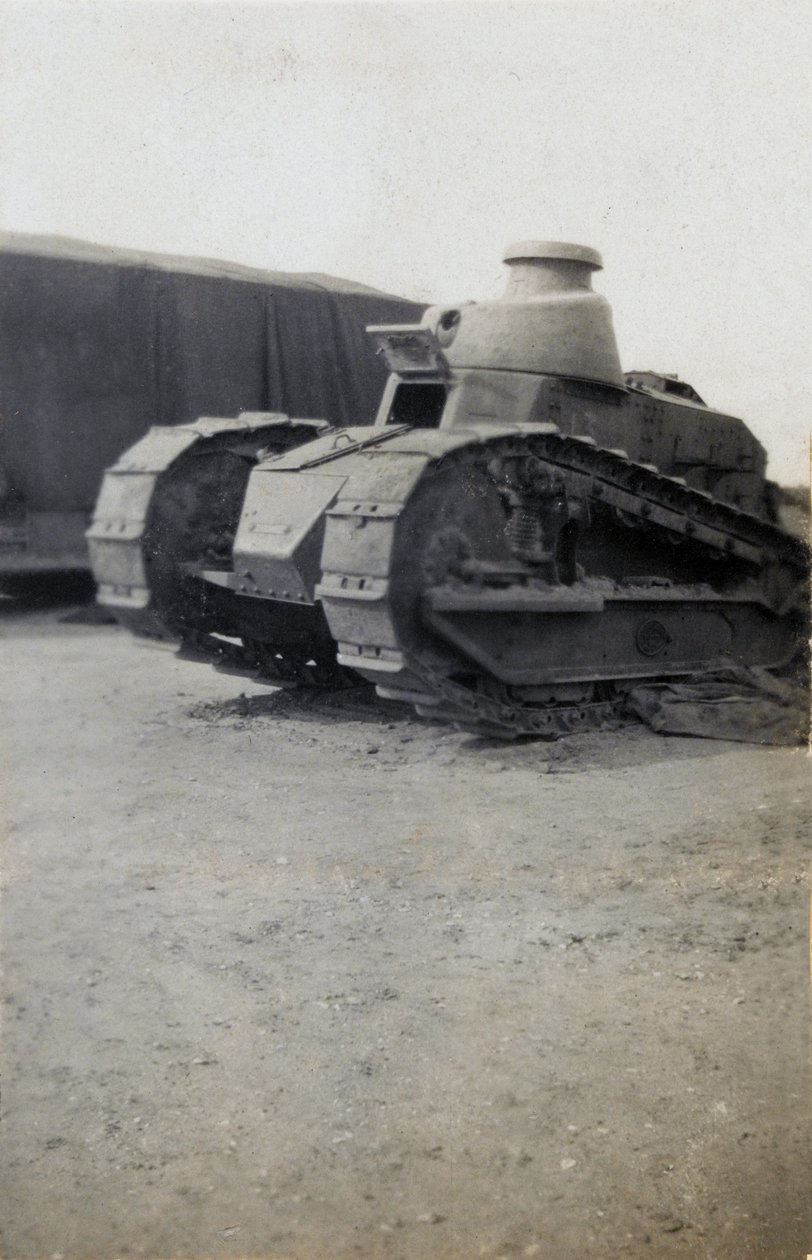 French Renault FT17 tank during battle practice on Lulworth ranges, 1919 by English Photographer