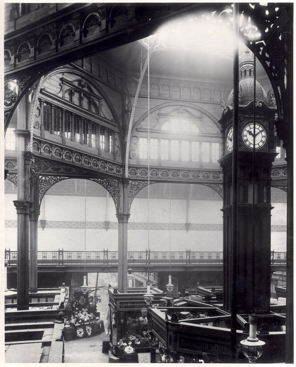 Interior of Kirkgate Market Hall with the Clock that was Moved to Oakwood in 1912, 23rd September 1911 by English Photographer