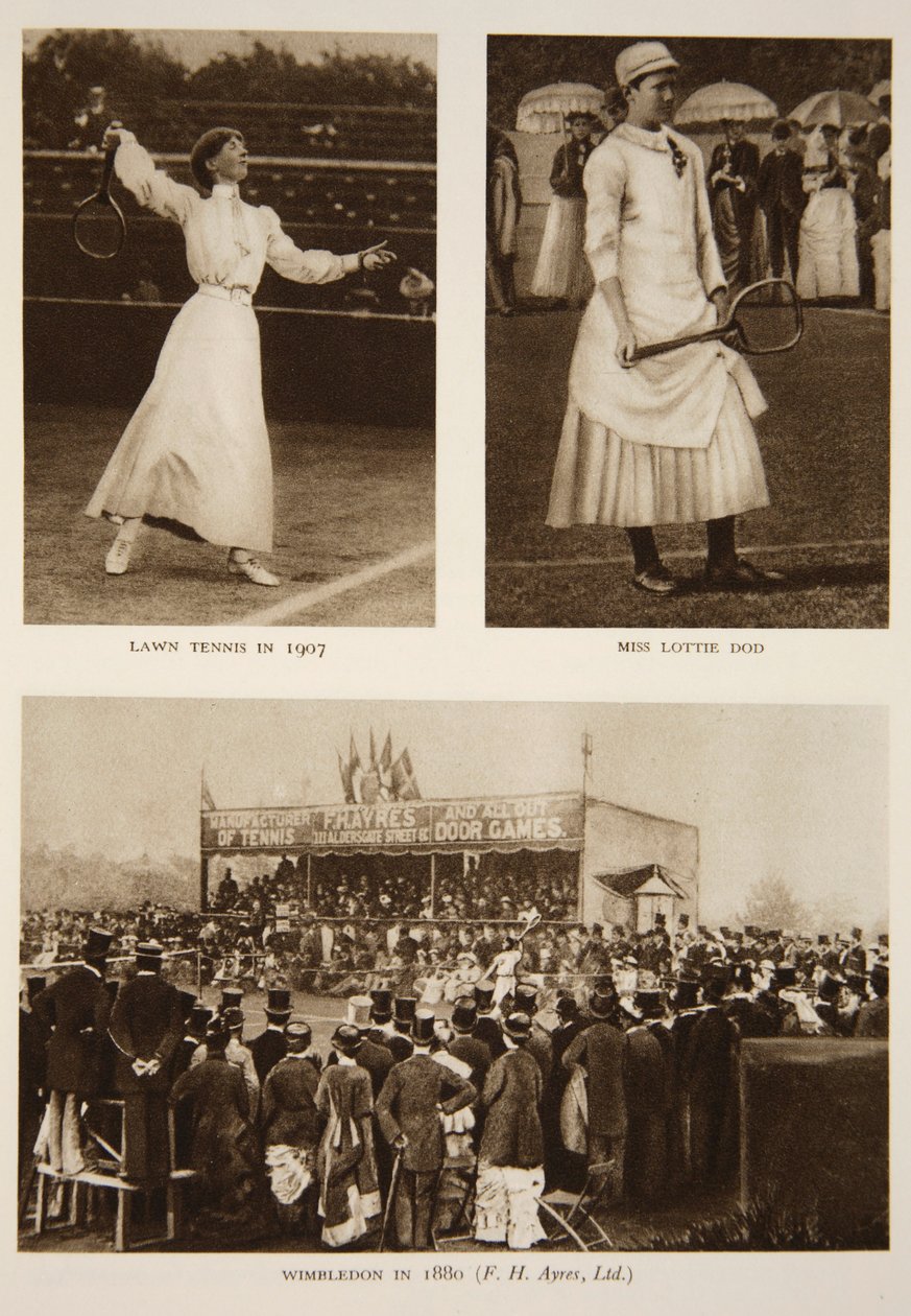 Lawn Tennis 1907, Miss Lottie Dod and Wimbledon in 1880, from The Times by English Photographer