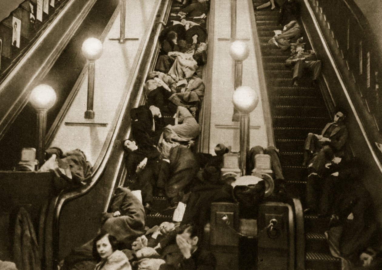 Londoners seek shelter from the bombs in the Underground, 1940 by English Photographer