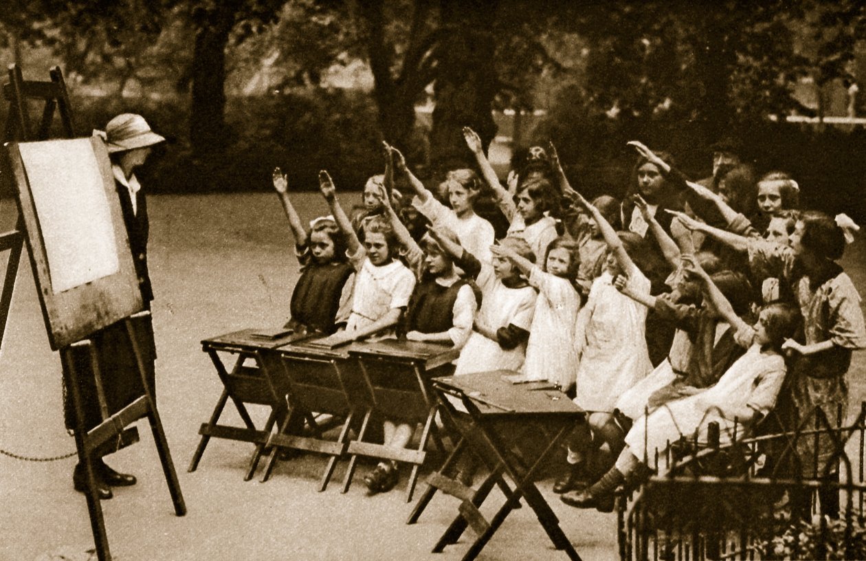 Open-air class in Lincolns Inn Fields by English Photographer
