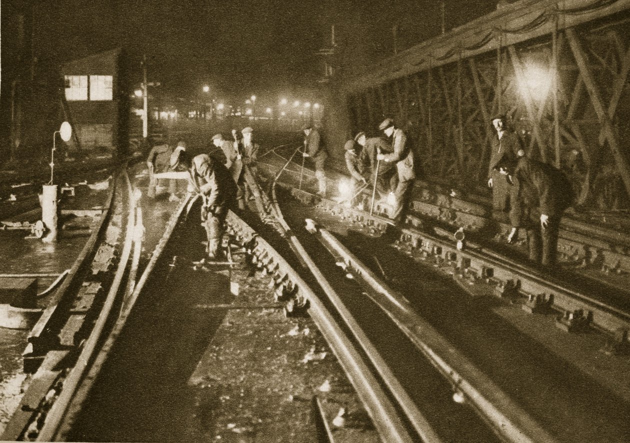 Repairing a train track, Charing Cross bridge by English Photographer