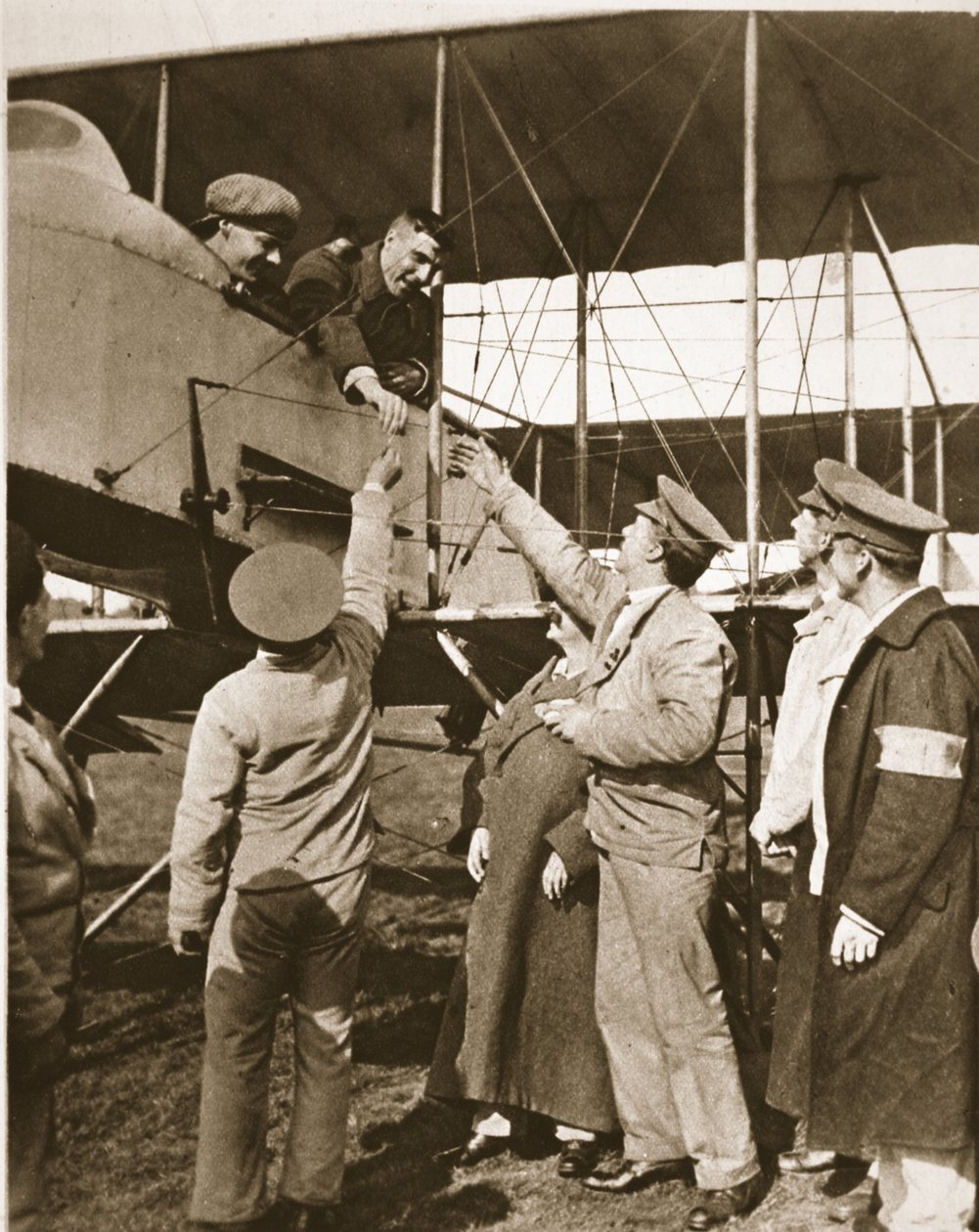 Risks of the air as a diversion after the trenches! Wounded soldiers taking air-trips by English Photographer