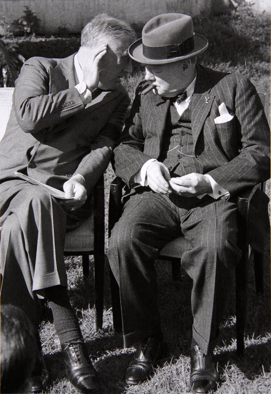 Roosevelt and Churchill deep in conversation at the Casablanca Conference, Morocco, January 1943 by English Photographer