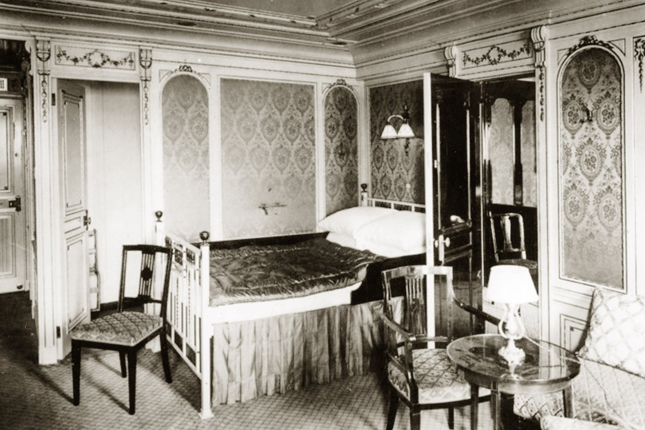 Stateroom B-58 onboard the Titanic, decorated in Louis XVI style, 1912 by English Photographer