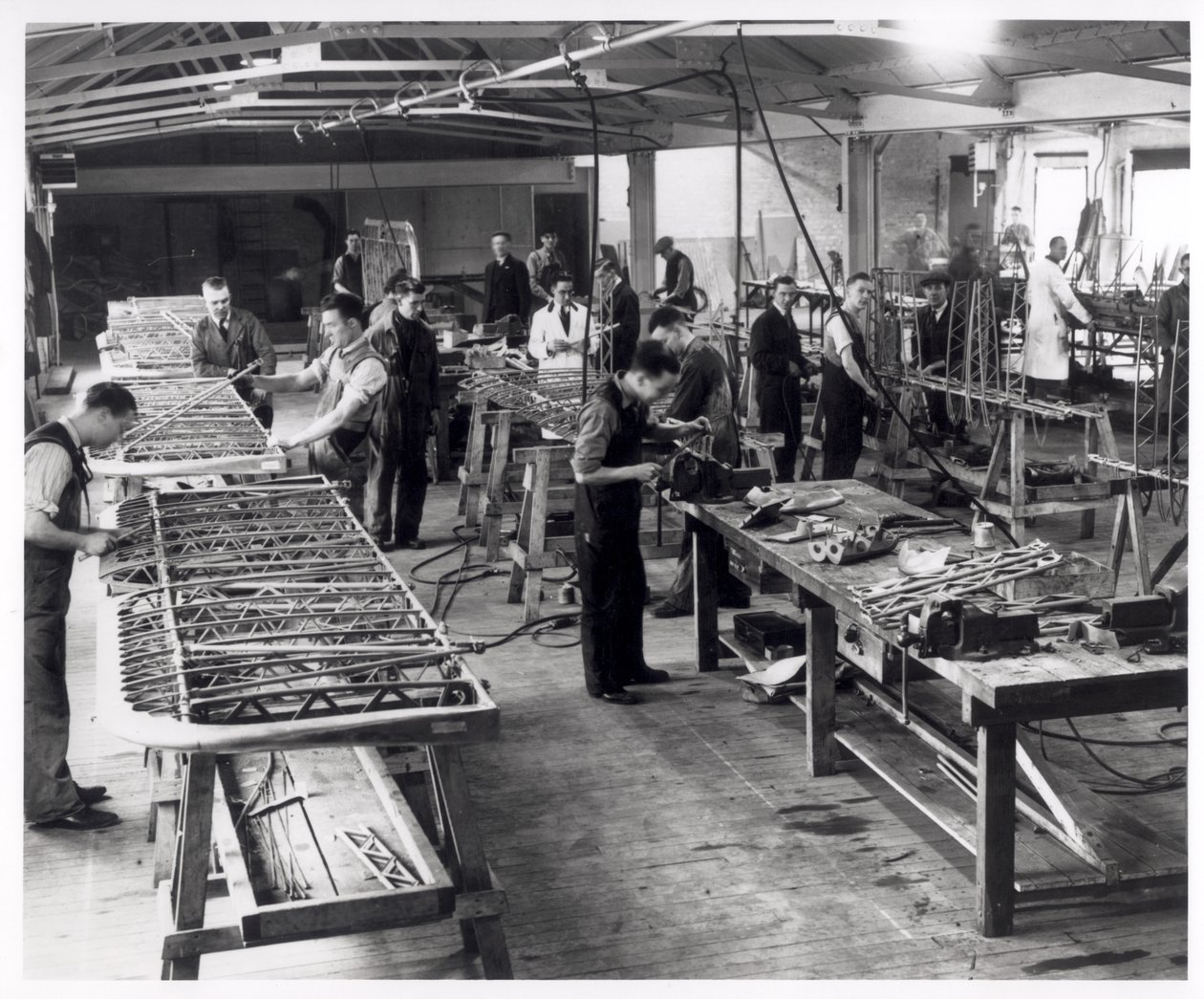 Sub-contractors at Work in the Blackburn Aircraft Factory at Hudswell Clarkes, c.1939-45 by English Photographer