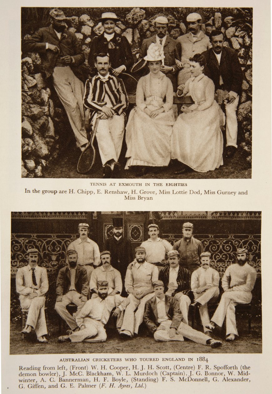 Tennis at Exmouth in the 80s and the Australian Cricket team who toured England in 1884, photographs from The Times by English Photographer