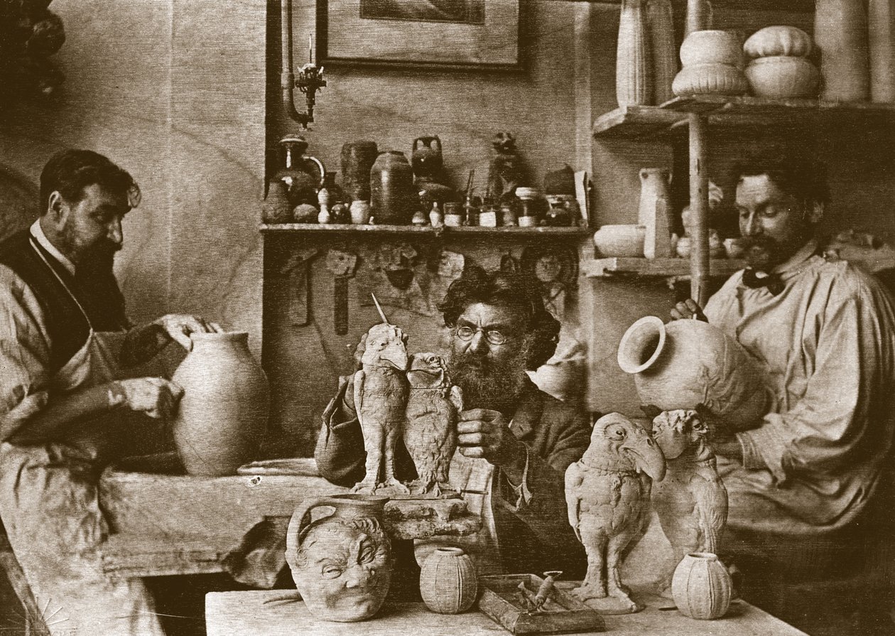 The Martin Brothers in the Studio at the Southall Pottery by English Photographer