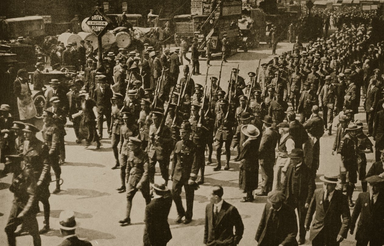 The Return of the London Rifles after Splendid Services in France, 1919 by English Photographer