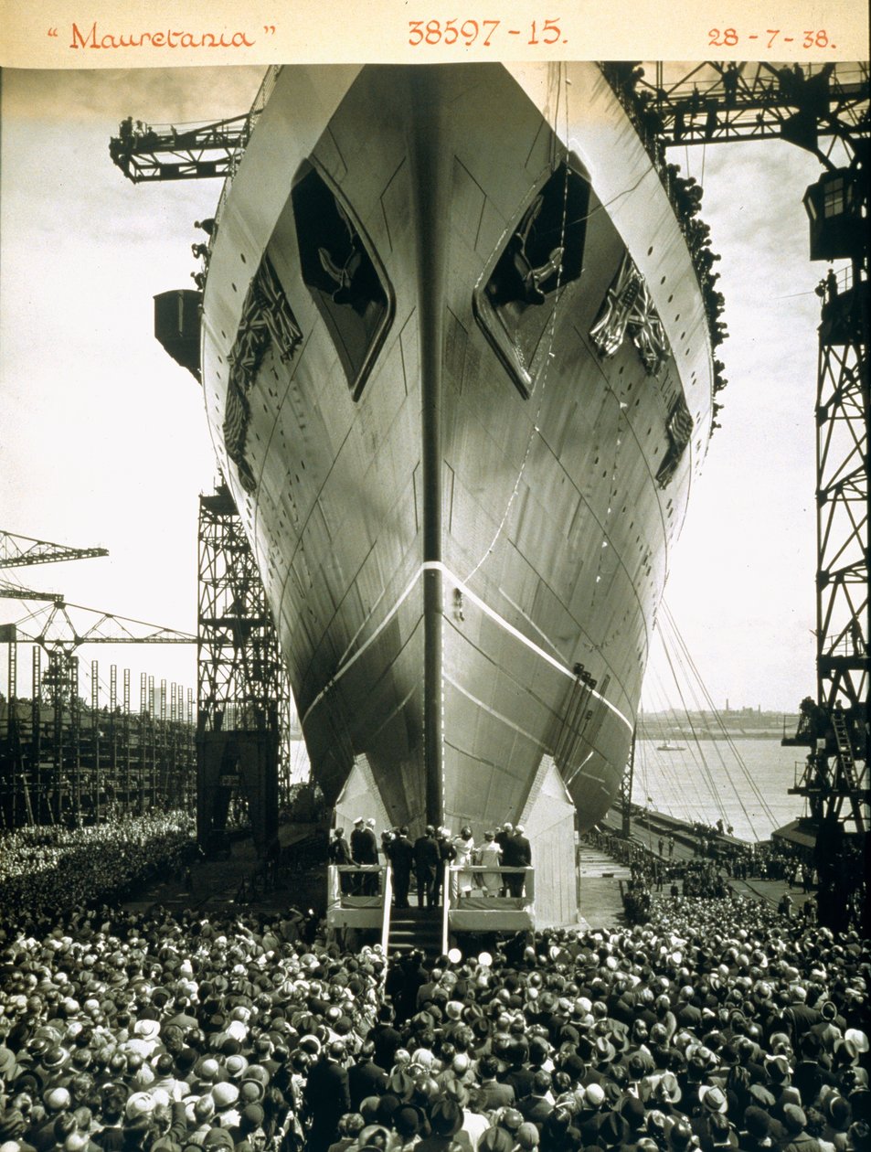 The launching of the RMS Mauretania, 28th July 1938 by English Photographer