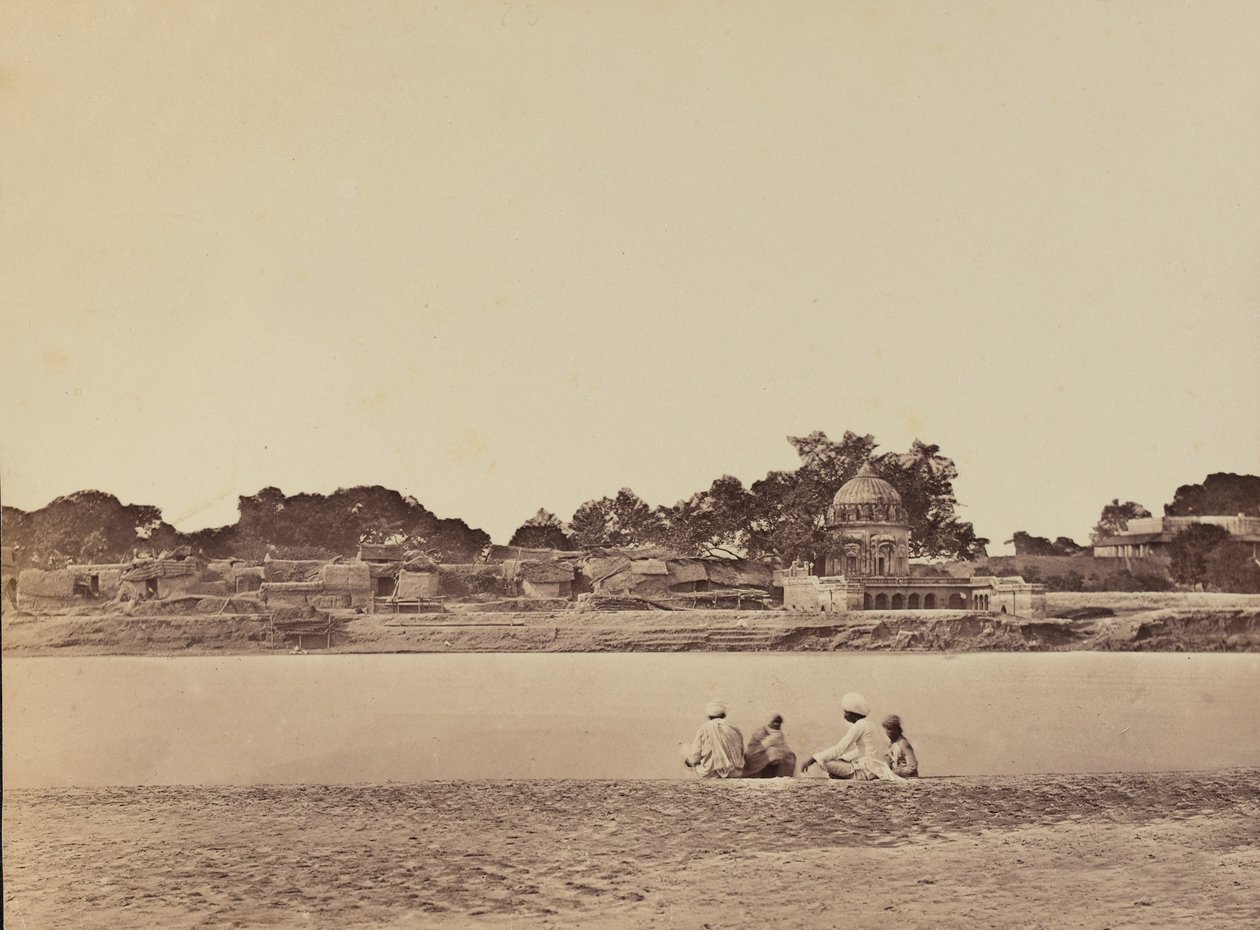 Village by a river, c.1858 by English Photographer