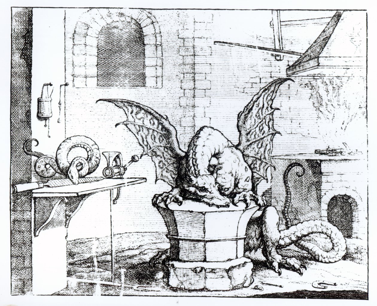 A Dragon in a Workshop by English School